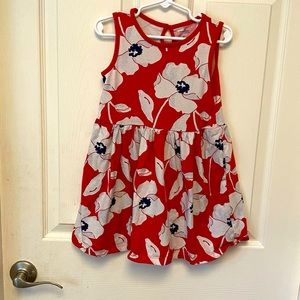 4T red and white flower dress